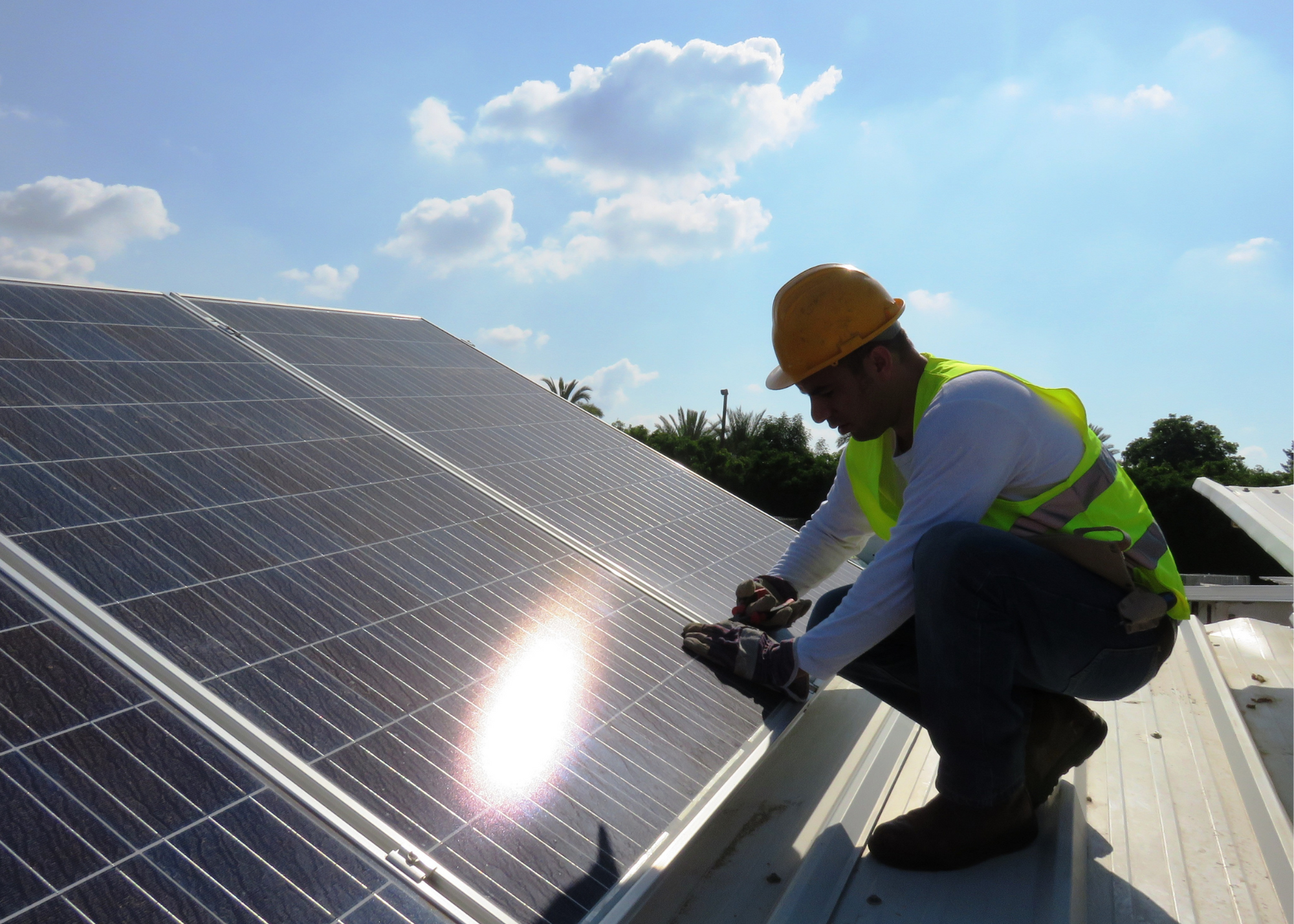 Commercial solar panel roofing installation